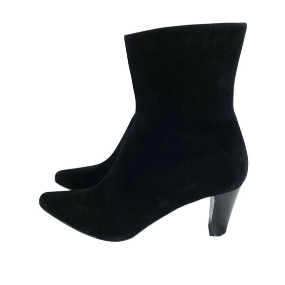 Aquatalia Black Suede Pointy Toe High Heel Boots Side Zip Made in Italy Size 9.5 - Picture 3 of 10